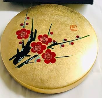 奥嵯峨　山中漆器　印章セット 未使用 山中漆器 七宝 扇面金彩梅柄 ミニ書道セット 書道具 硯